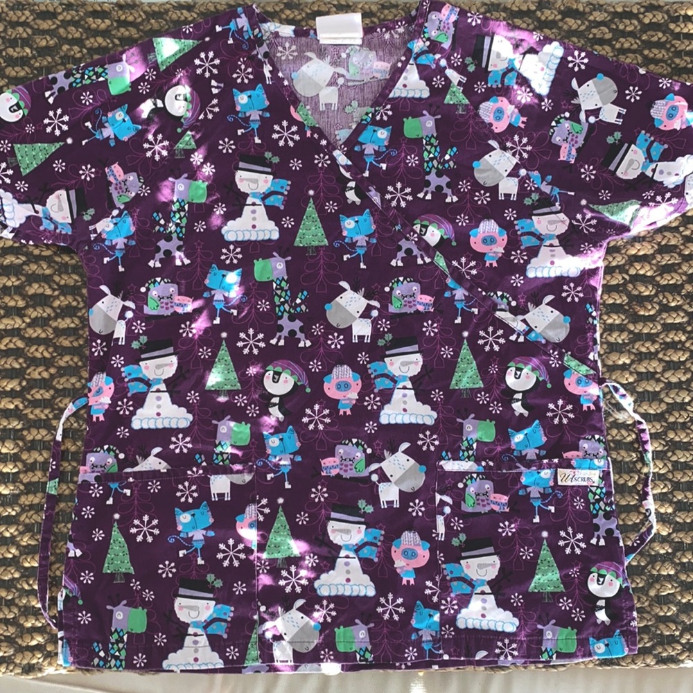 Winter Snowman Scrub Top